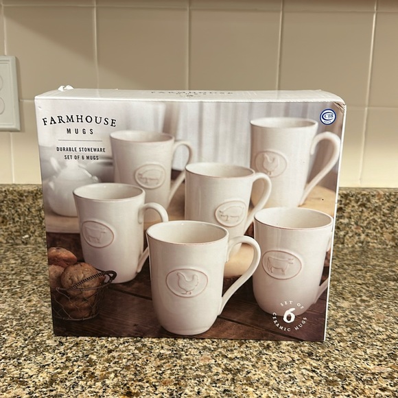 farmhouse Other - Farmhouse set of 6 ceramic mugs new in box never used